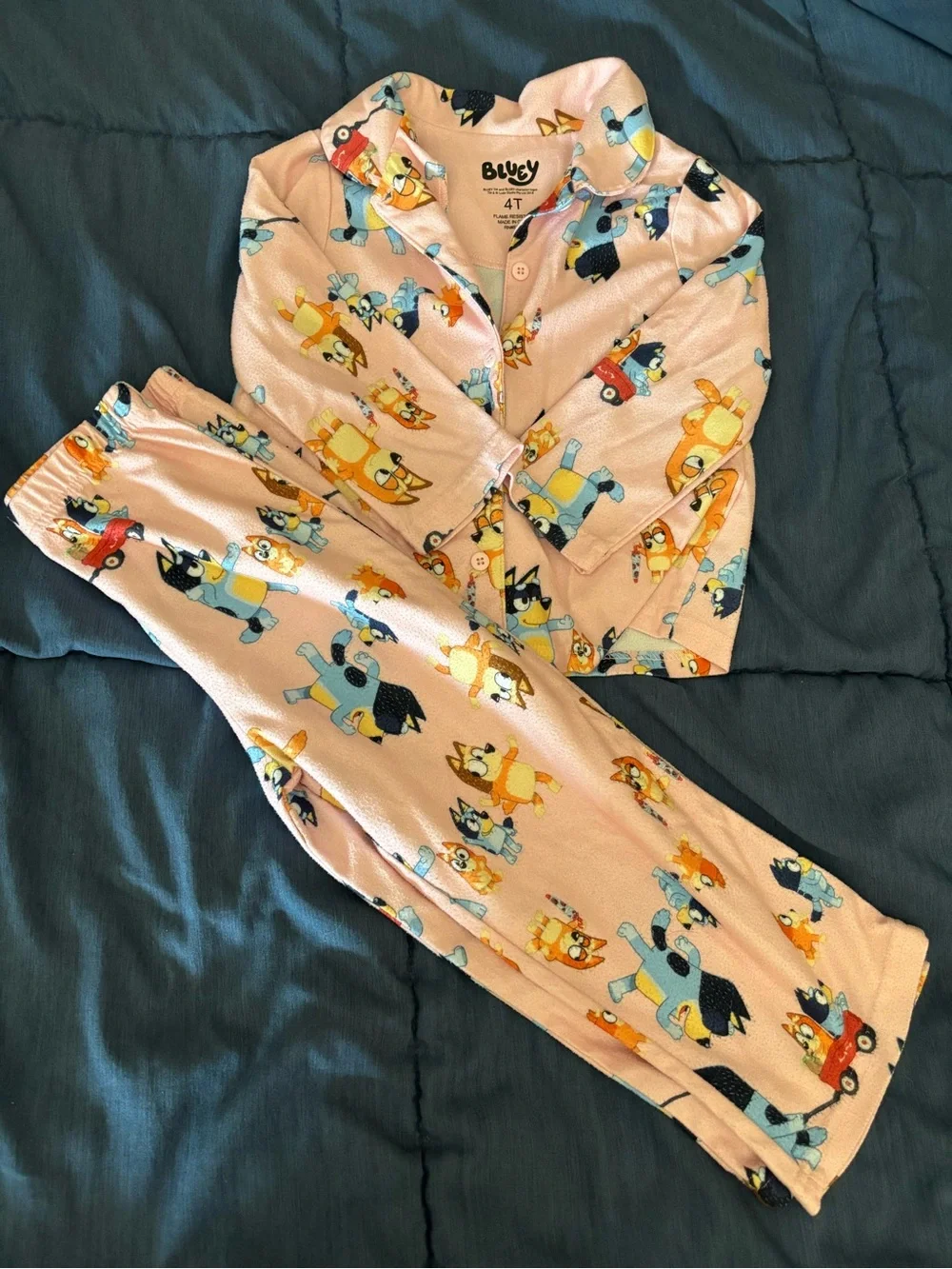 Bluey Pink Fleece Pajama Set for Kids - 4T